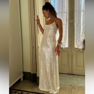 New With Tags - Gardenia White Sequin Maxi Dress